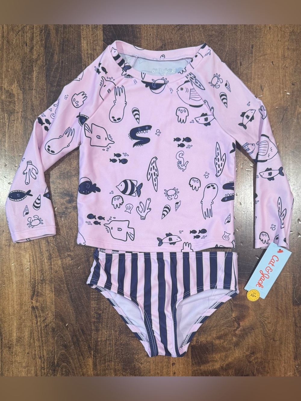 Cat & Jack Purple Toddler Girls' Long-Sleeve Rashguard Two-Piece Swim Set